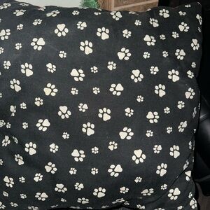 Black and White Paw Print Pillow